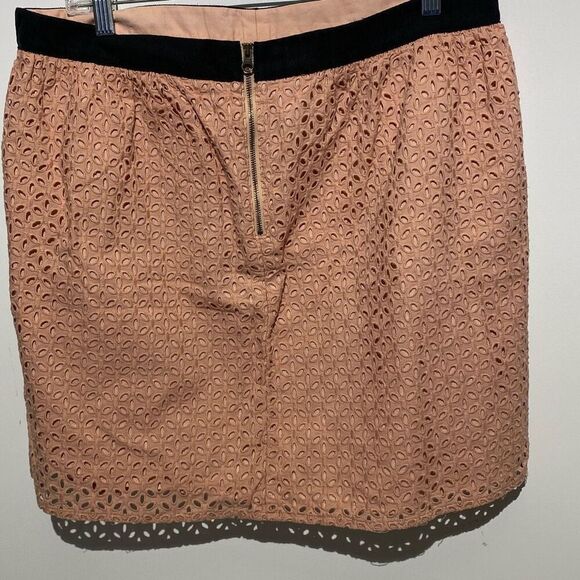 Ann Taylor Loft Women's Brown Eyelet Lace Mini Skirt Size 14 - Picture 5 of 9